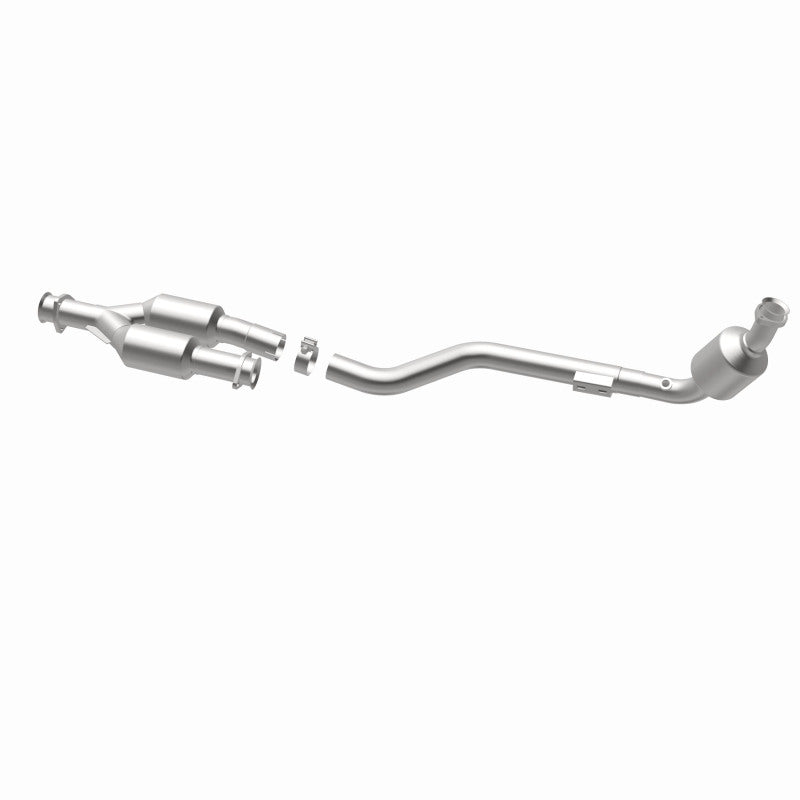 MagnaFlow 5411188 carb direct-fit catalytic converter, opposite rear three-quarter view of the turntable spin