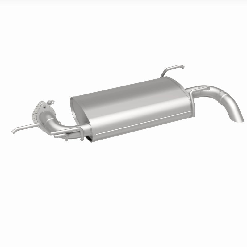 BRExhaust 108-0002 muffler, rear three-quarter view of the turntable spin