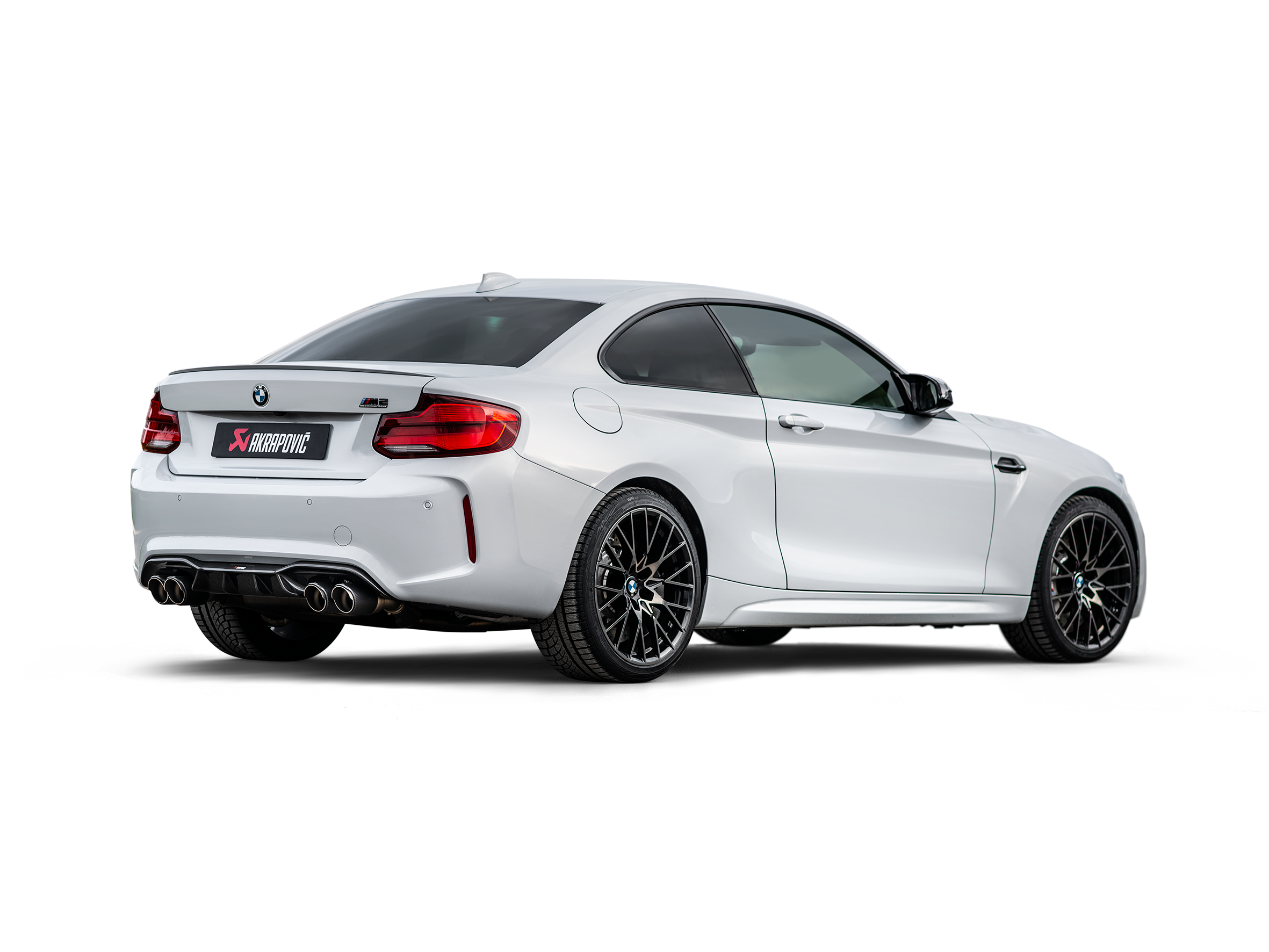 Akrapovic BMW M2 Competition (F87N) Slip-On Line (Titanium) w/Carbon Fiber Tips S-BM/T/3H for BMW M2 Competition F87 2019-2021, top view