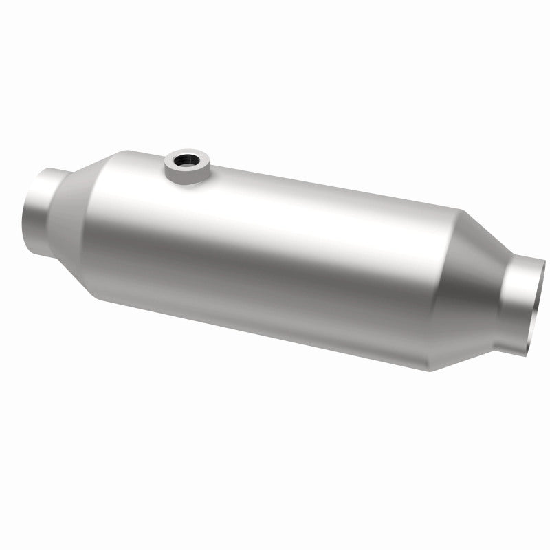 MagnaFlow 4451356 universal catalytic converter, opposite rear three-quarter view of the turntable spin