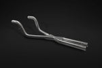 Capristo Ferrari 575 X-pipe side view, polished stainless tubing