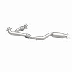 MagnaFlow 5592852 carb direct-fit catalytic converter, side view of the turntable spin