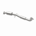 MagnaFlow 557914 carb direct-fit catalytic converter, opposite rear three-quarter view of the turntable spin