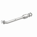 MagnaFlow 5592670 carb direct-fit catalytic converter, front three-quarter view of the turntable spin