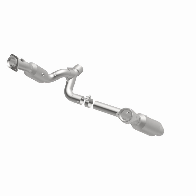 MagnaFlow 5451665 carb direct-fit catalytic converter, opposite front three-quarter view of the turntable spin