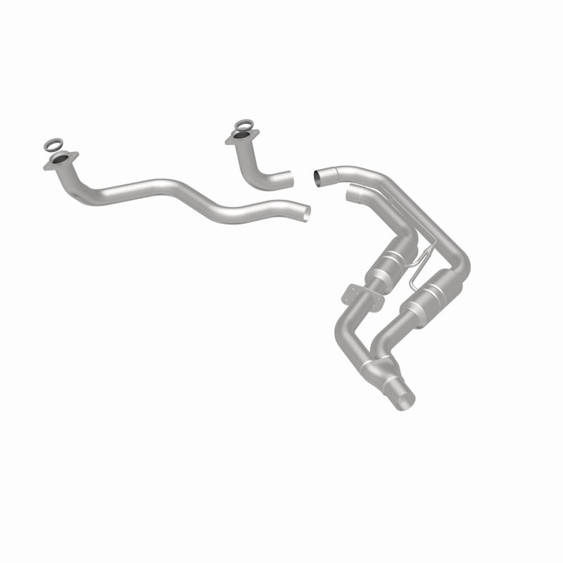 MagnaFlow 3322479 carb direct-fit catalytic converter, rear three-quarter view of the turntable spin