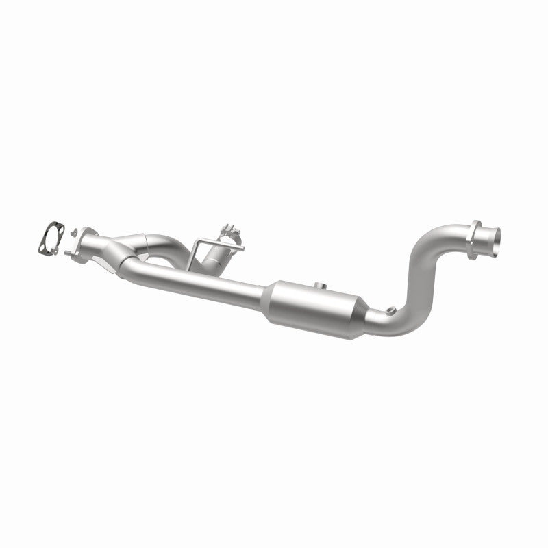 MagnaFlow 5451652 carb direct-fit catalytic converter, opposite rear three-quarter view of the turntable spin