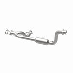 MagnaFlow 5451652 carb direct-fit catalytic converter, opposite rear three-quarter view of the turntable spin