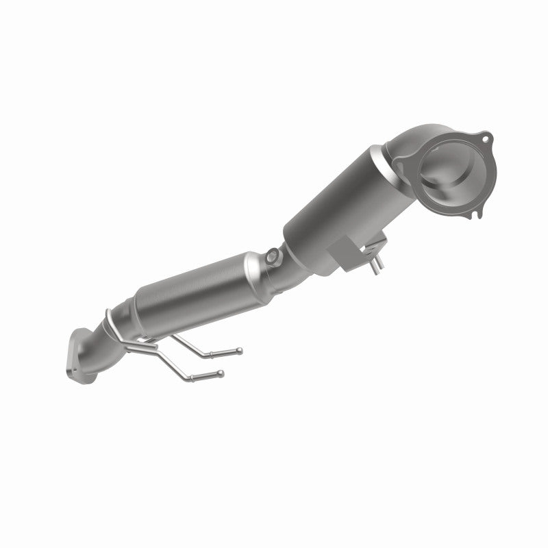 MagnaFlow 21-478 oem grade direct-fit catalytic converter, opposite front three-quarter view of the turntable spin