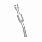 MagnaFlow 4561734 carb direct-fit catalytic converter, rear three-quarter view of the turntable spin