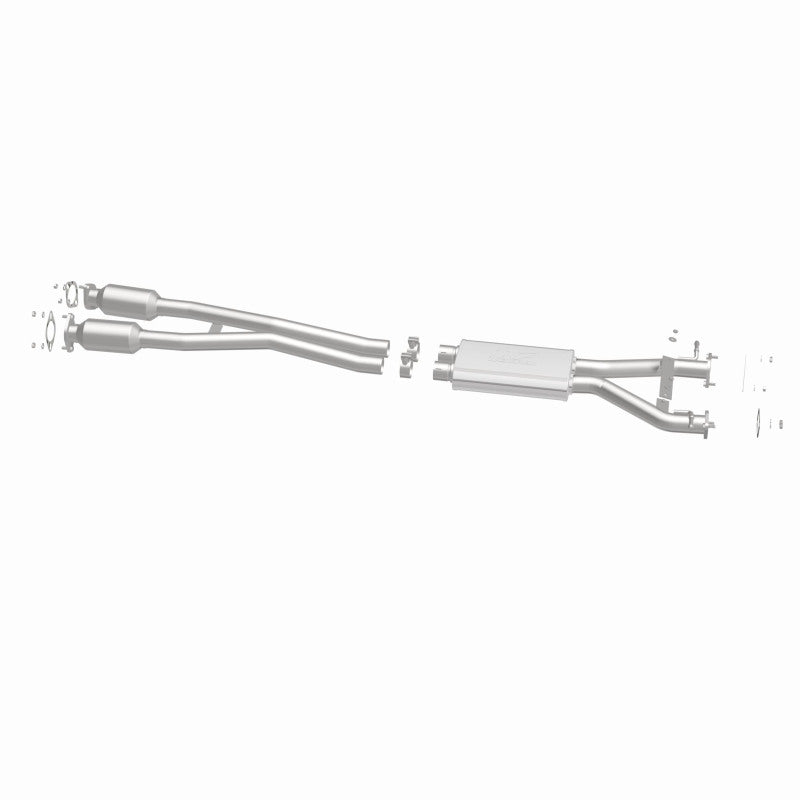 MagnaFlow 52849 oem grade direct-fit catalytic converter, side view of the turntable spin