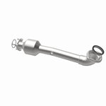 MagnaFlow 5571019 carb direct-fit catalytic converter, opposite rear three-quarter view of the turntable spin