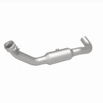 MagnaFlow 4651409 carb direct-fit catalytic converter, rear three-quarter view of the turntable spin