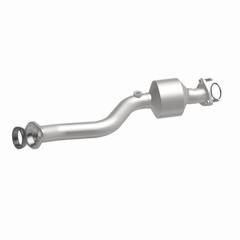MagnaFlow 5571681 carb direct-fit catalytic converter, front three-quarter view of the turntable spin