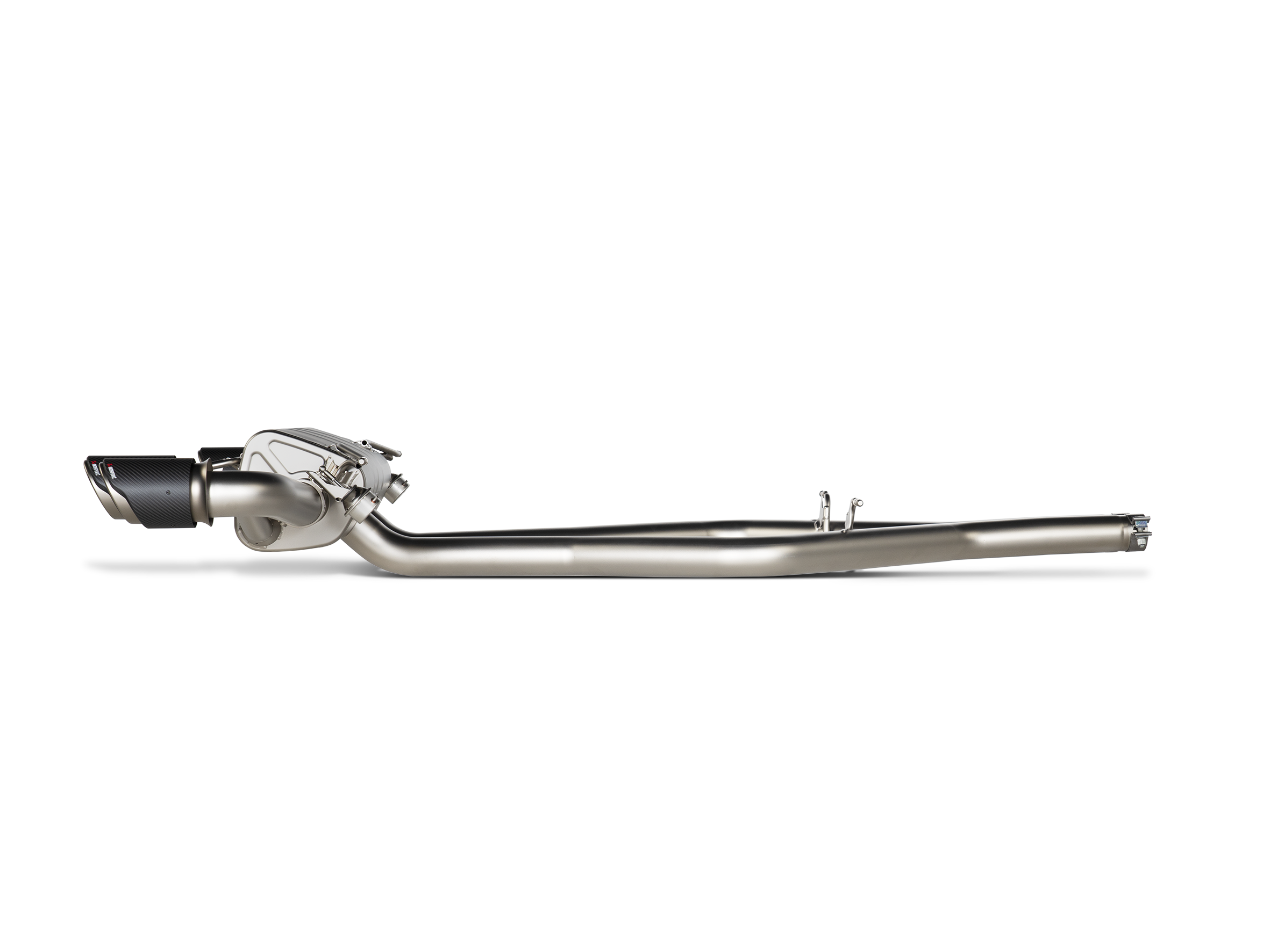 Akrapovic Alfa Romeo Stelvio Quadrifoglio Slip-On Line (Titanium) w/Titanium/Carbon Fiber Tips S-AR/TI/6H for Alfa Romeo Stelvio Quadrifoglio 949 2018-2027, side view