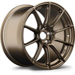 Bronze finished alloy wheel with Y-spoke design and five-bolt center hub pattern shown at angle - APEX Wheels wheel for 17x9.5 ET51 5x114.3 - Satin Bronze