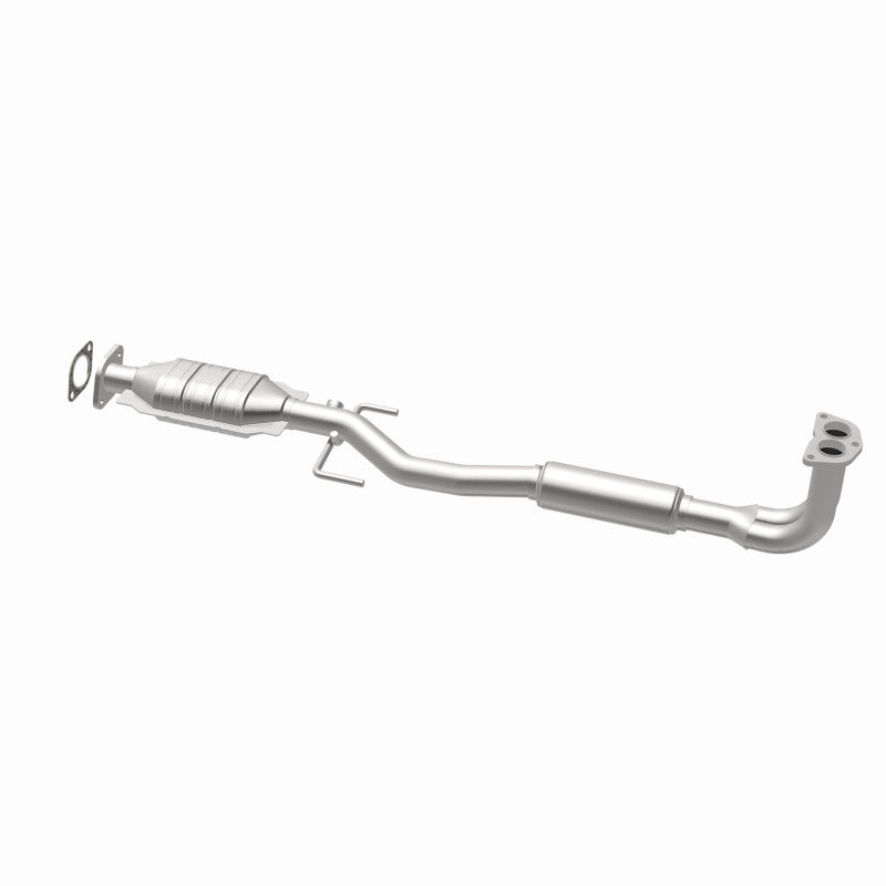 MagnaFlow 4481122 carb direct-fit catalytic converter, opposite rear three-quarter view of the turntable spin