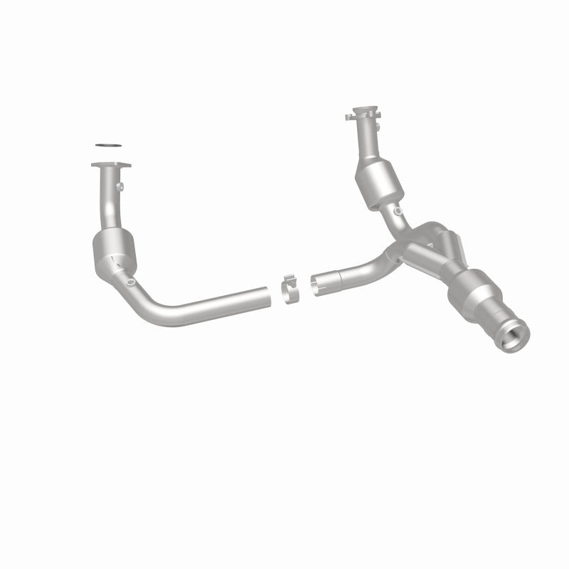MagnaFlow 52616 oem grade direct-fit catalytic converter, rear three-quarter view of the turntable spin