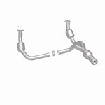 MagnaFlow 52616 oem grade direct-fit catalytic converter, rear three-quarter view of the turntable spin