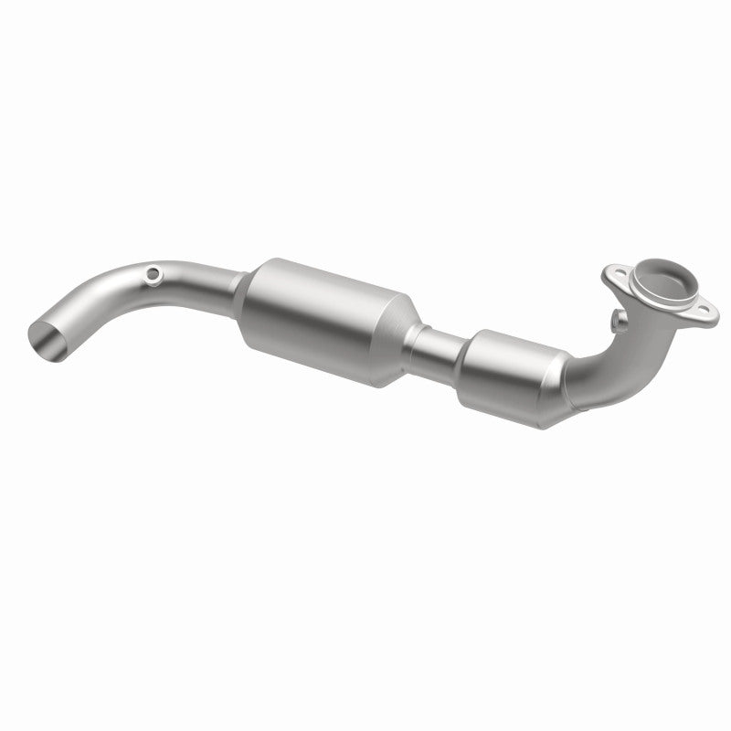 MagnaFlow 280007 oem grade direct-fit catalytic converter, opposite front three-quarter view of the turntable spin