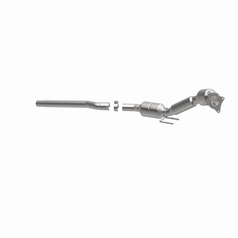 MagnaFlow 52380 oem grade direct-fit catalytic converter, opposite front three-quarter view of the turntable spin