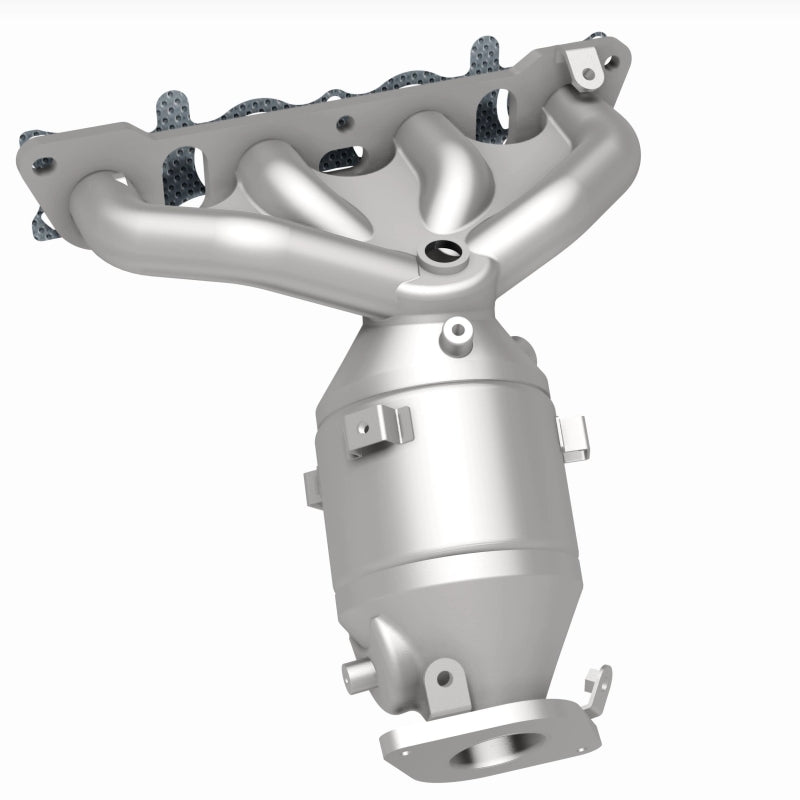 MagnaFlow 290040 oem grade manifold converter, rear three-quarter view of the turntable spin