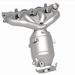 MagnaFlow 290040 oem grade manifold converter, rear three-quarter view of the turntable spin