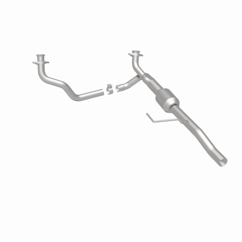 MagnaFlow 4451203 carb direct-fit catalytic converter, rear three-quarter view of the turntable spin