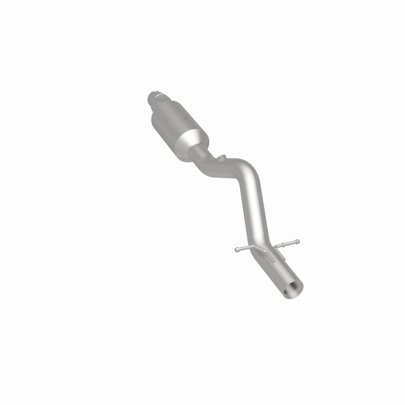 MagnaFlow 4451637 carb direct-fit catalytic converter, rear three-quarter view of the turntable spin