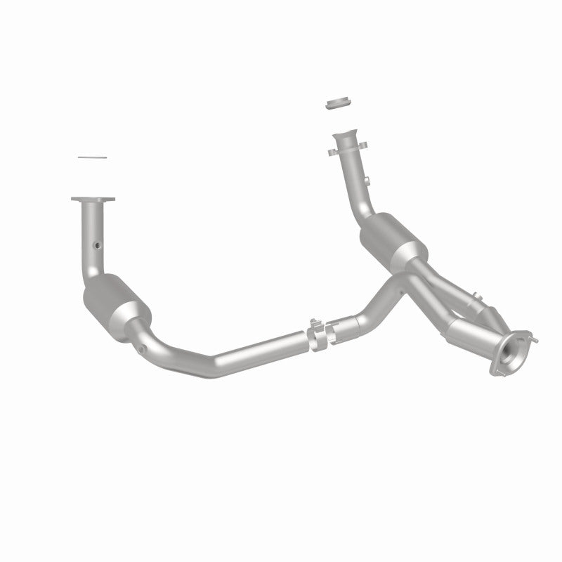 MagnaFlow 5451419 carb direct-fit catalytic converter, rear three-quarter view of the turntable spin