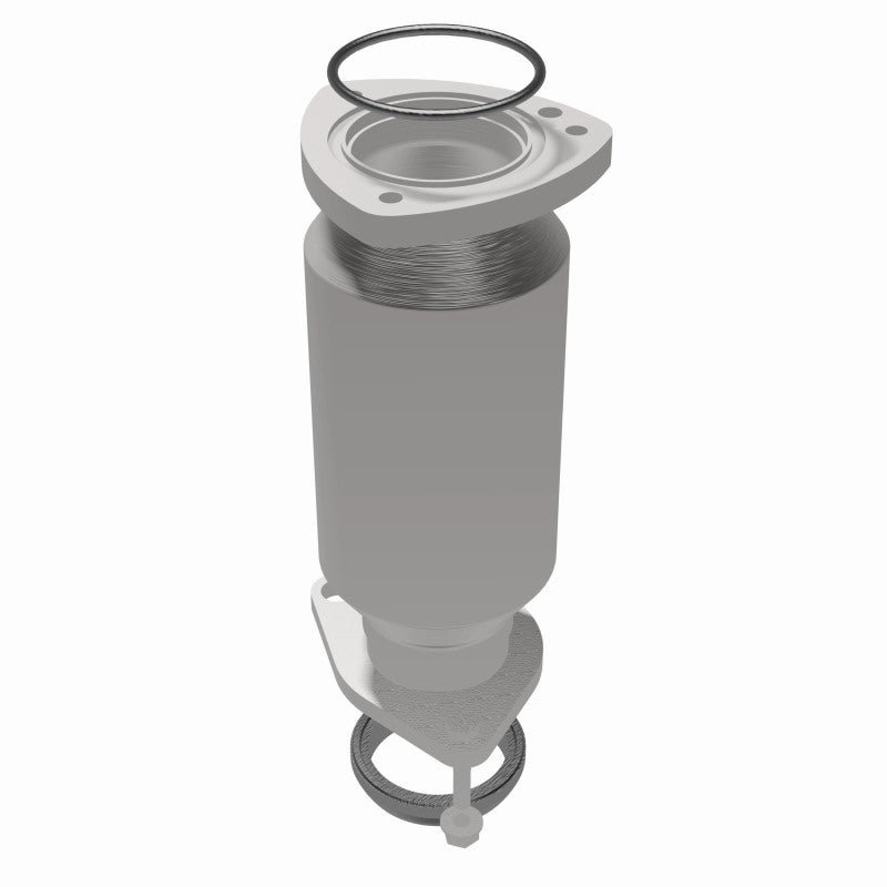 MagnaFlow 5461226 carb direct-fit catalytic converter, opposite rear three-quarter view of the turntable spin