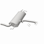 BRExhaust 108-0160 muffler, opposite rear three-quarter view of the turntable spin