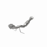 MagnaFlow 5561087 carb direct-fit catalytic converter, opposite front three-quarter view of the turntable spin