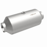 MagnaFlow 51299 universal catalytic converter, front three-quarter view of the turntable spin