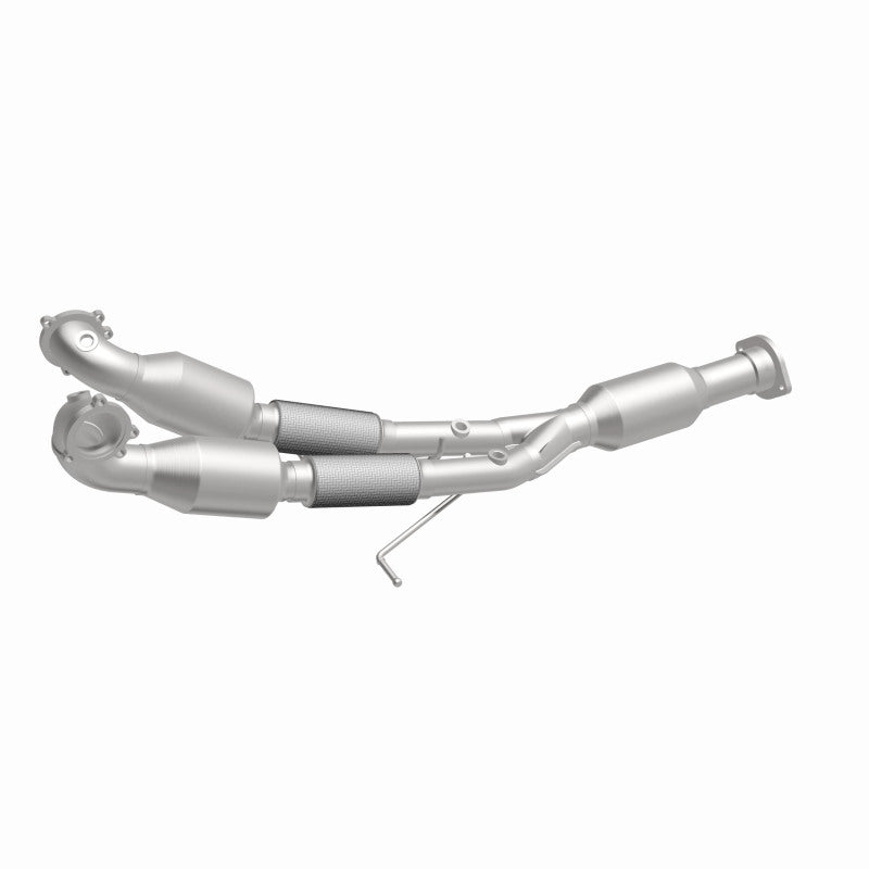 MagnaFlow 52160 oem grade direct-fit catalytic converter, front three-quarter view of the turntable spin