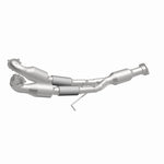 MagnaFlow 52160 oem grade direct-fit catalytic converter, front three-quarter view of the turntable spin
