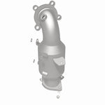 MagnaFlow 21-420 oem grade direct-fit catalytic converter, rear three-quarter view of the turntable spin