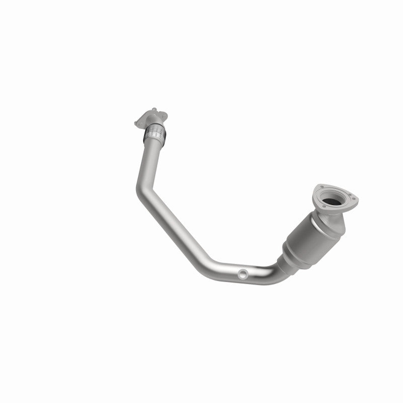 MagnaFlow 5561423 carb direct-fit catalytic converter, front three-quarter view of the turntable spin