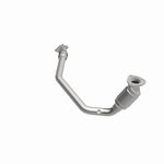 MagnaFlow 5561423 carb direct-fit catalytic converter, front three-quarter view of the turntable spin