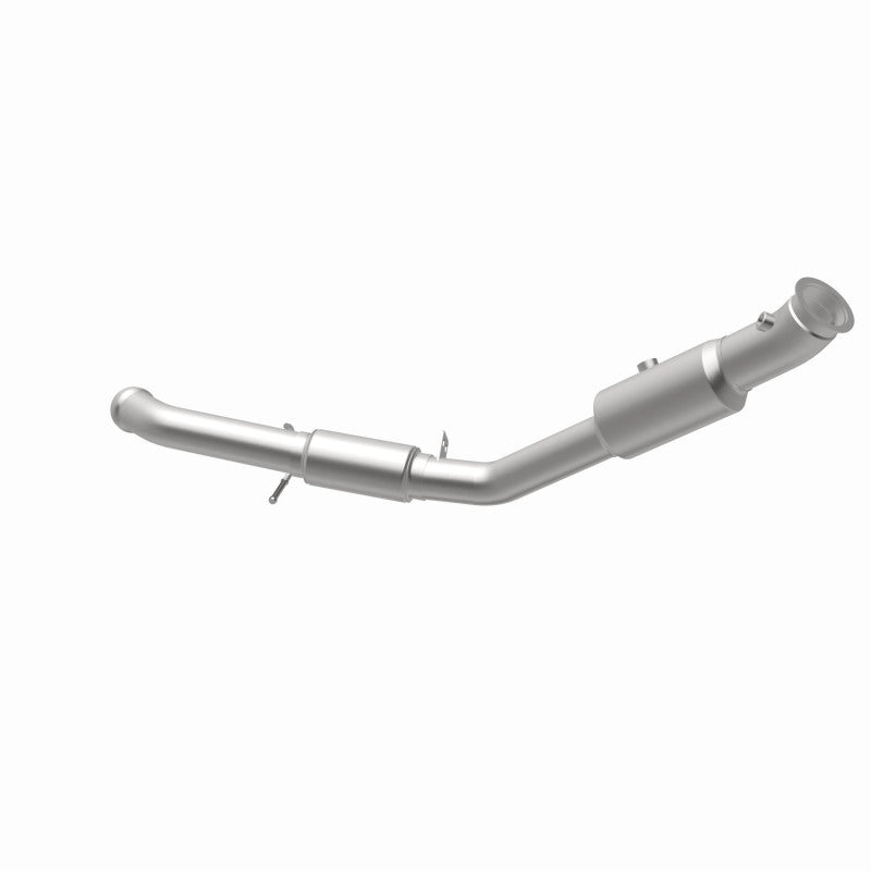 MagnaFlow 5551551 carb direct-fit catalytic converter, opposite rear three-quarter view of the turntable spin