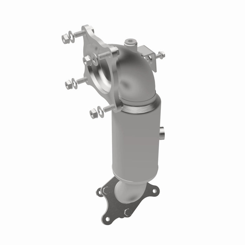 MagnaFlow 280152 oem grade direct-fit catalytic converter, front three-quarter view of the turntable spin