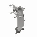 MagnaFlow 280152 oem grade direct-fit catalytic converter, front three-quarter view of the turntable spin
