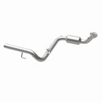 MagnaFlow 5451418 carb direct-fit catalytic converter, opposite rear three-quarter view of the turntable spin