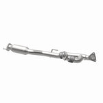 MagnaFlow 5592852 carb direct-fit catalytic converter, opposite rear three-quarter view of the turntable spin