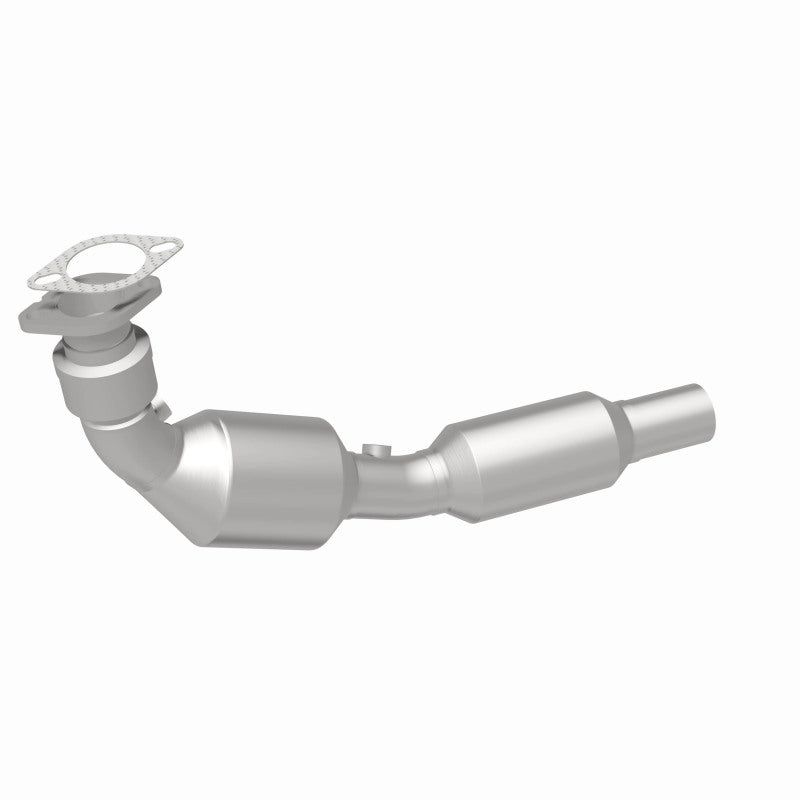 MagnaFlow 5411938 carb direct-fit catalytic converter, rear three-quarter view of the turntable spin