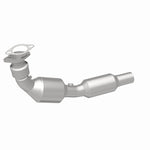 MagnaFlow 5411938 carb direct-fit catalytic converter, rear three-quarter view of the turntable spin