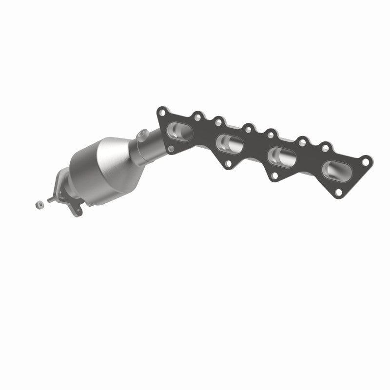 MagnaFlow 5531899 carb manifold converter, opposite front three-quarter view of the turntable spin