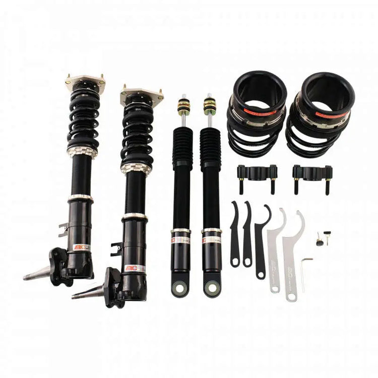A front view of BC Racing ER Series Coilovers (with Spindle) (AE86) for Toyota Corolla 1984-1987 with white background