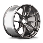 Single aluminum alloy wheel with dark metallic finish and angular spoke design on white background - APEX Wheels wheel for 20x11 ET23 5x114.3 - Anthracite