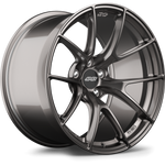 Gunmetal grey forged aluminum wheel with Y-spoke design and five bolt pattern on clean white background - APEX Wheels wheel for 19x11 ET9 5x120 - Anthracite